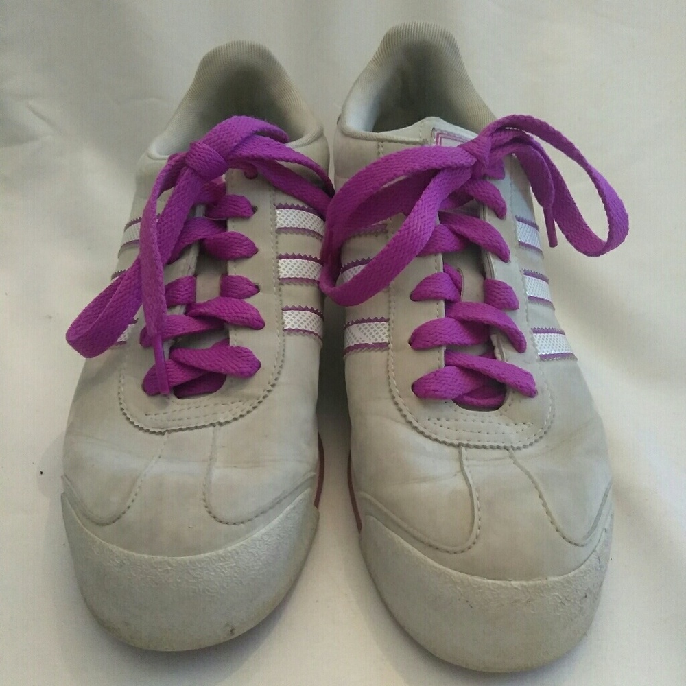 Adidas Samoa Gray/Purple/White Lace Up Sneakers